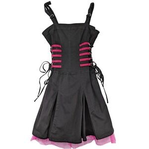 Tripp NYC Dress Womens M Black Gothic Lolita Punk Y2K Babydoll Grunge Milkmaid